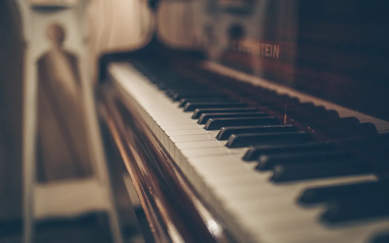 Piano keys in a music studio